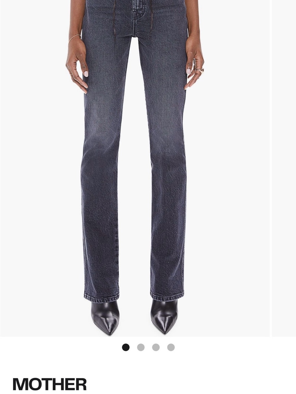 MOTHER Straight-Leg Jeans in Washed Black-Gray